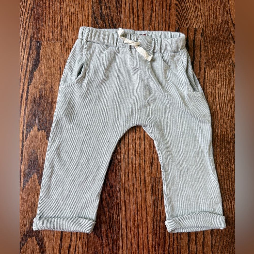 Milkbarn Blue & White Striped Baby Joggers  - Size 6-12 months